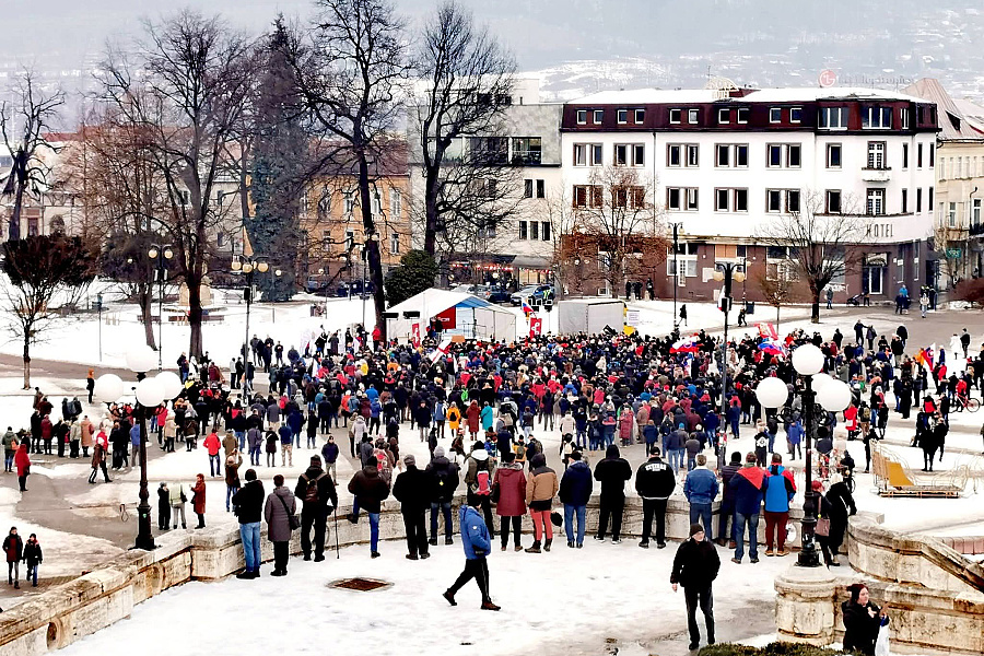 Pár stoviek ľudí protestovalo  proti progresivizmu v sobotu v Žiline