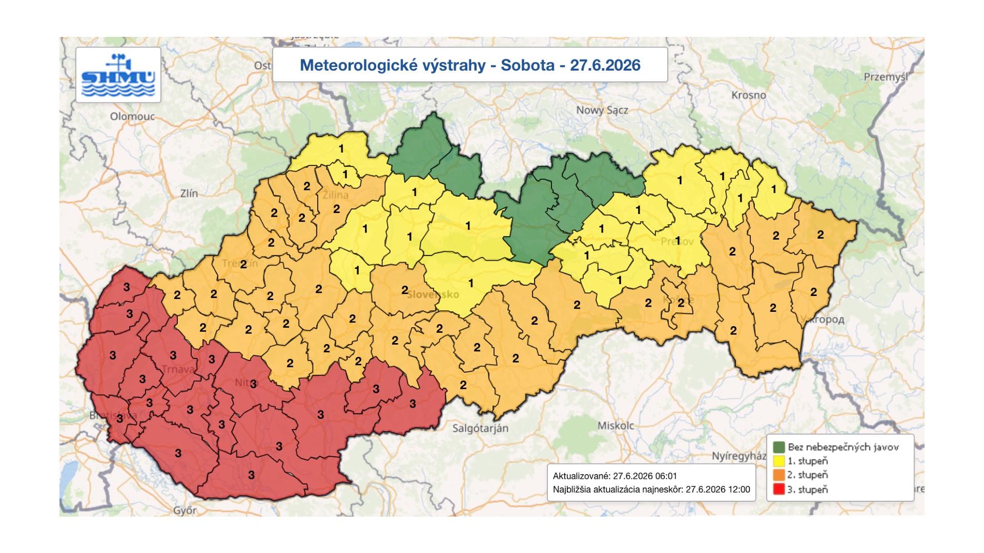 Na takmer celom Slovensku platia v&yacute;strahy pred hor&uacute;čavami