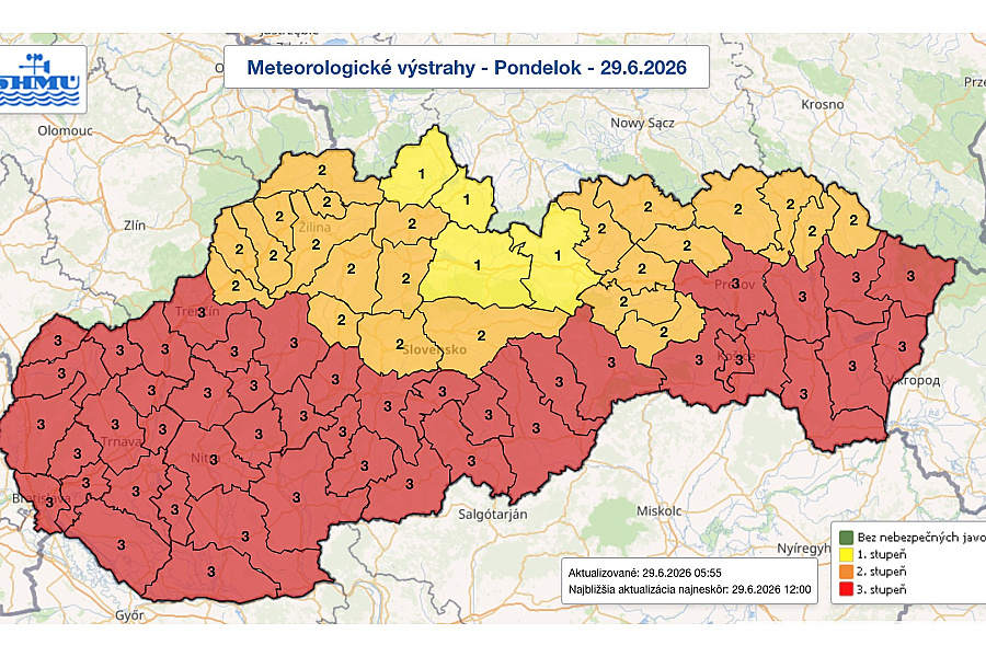Na väčšine Slovenska môže byť vyše 38 stupňov, platí výstraha tretieho stupňa