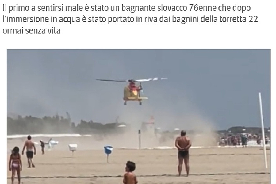 V Bibione zomrel po infarkte 76-ročný Slovák, dve ďalšie osoby zo šoku skolabovali