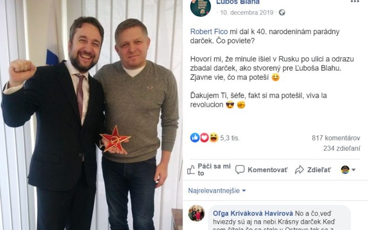 Fico kritizuje trestné stíhanie za Blahov status s kosákom a kladivom