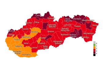 Slovensko ostáva bez čierneho okresu, pribudli bordové