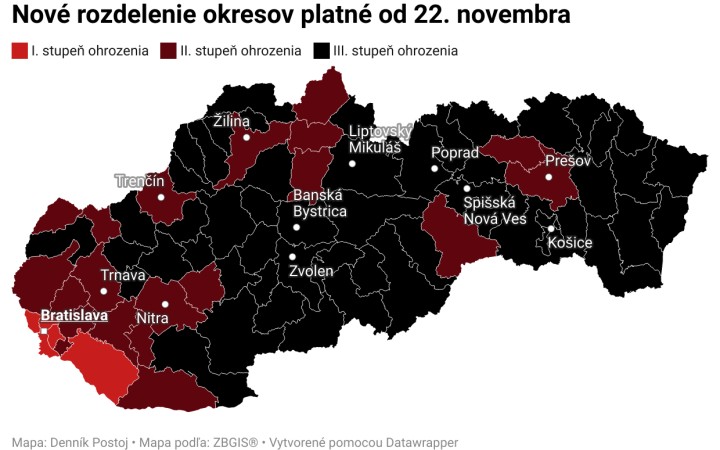 Červená bude už len Bratislava a Dunajská Streda, väčšina Slovenska bude čierna