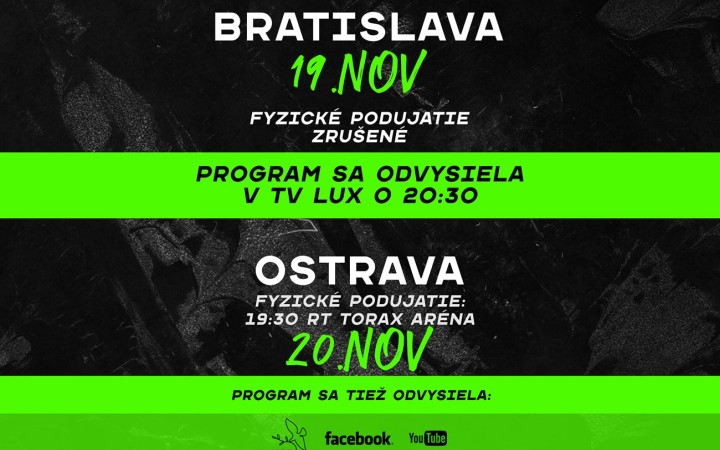 Fyzické podujatie v Bratislave zrušili, program však odvysielajú na TV Lux